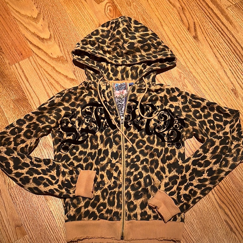 LAMB by Gwen stefani cheetah print zip up hoodie xs